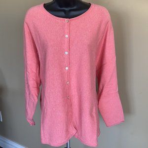 Pure Jill Pink Long Sleeve Button Sweater - M